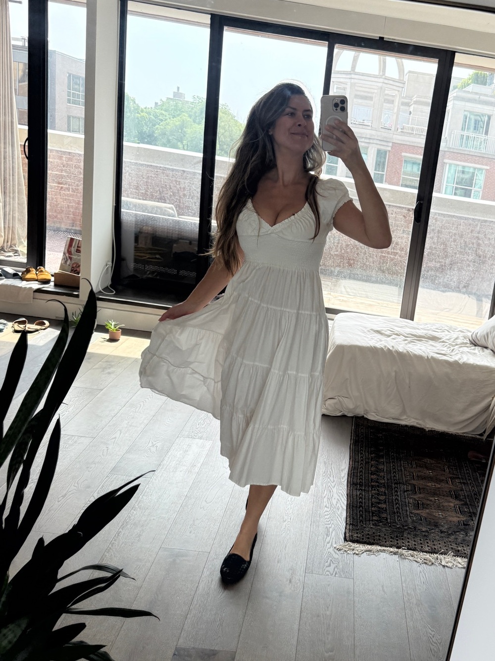 Danielle Bernstein Cotton Smocked Midi Dress - Picture 5 of 10